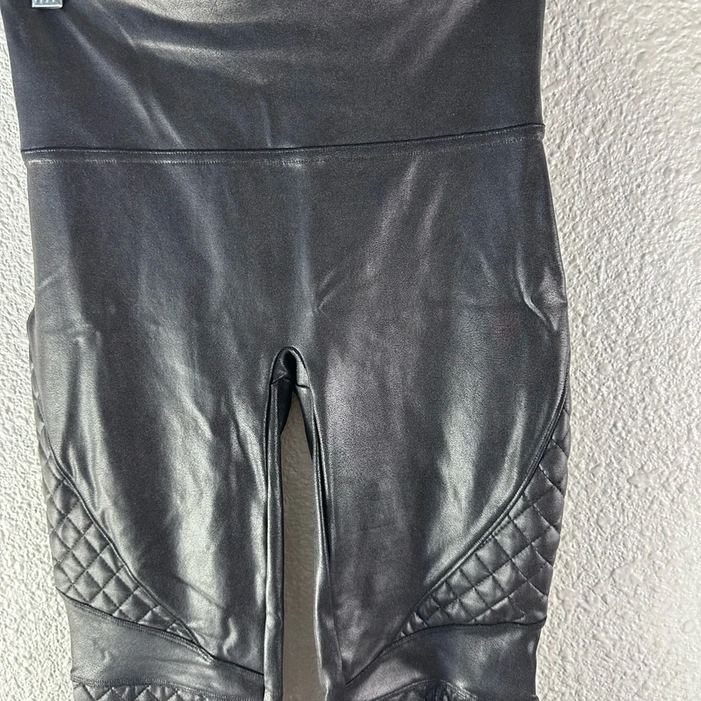 Spanx Black Faux Leather Moto Leggings Size Small